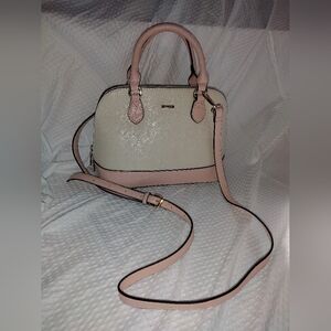 Lovevook Cream and Pink Crossbody Satchel With Detachable Strap